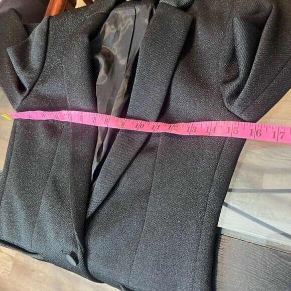 RW & Co. Women's Single-Breasted Stretch Lining Blazer Black Shimmer Size 00 - Picture 8 of 13